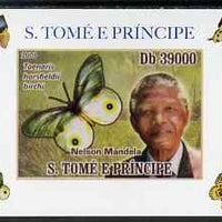 St Thomas & Prince Islands 2009 Nelson Mandela & Butterfly #3 individual imperf deluxe sheet unmounted mint. Note this item is privately produced and is offered purely on its thematic appeal