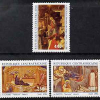 Central African Republic 1986 Christmas - Nativity paintings perf set of 3 unmounted mint SG 1233-5