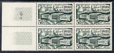 France 1952 Council of Europe 30f green marginal block of 4 unmounted mint, SG 1145