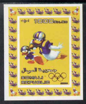 Somalia 2006 Beijing Olympics (China 2008) #12 - Donald Duck Sports - American Football imperf individual deluxe sheet unmounted mint. Note this item is privately produced and is offered purely on its thematic appeal