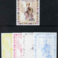 Chad 1997 Princess Diana 250f series #2 imperf deluxe sheet the set of 5 progressive proofs comprising the 4 individual colours plus all 4-colour composite, unmounted mint.