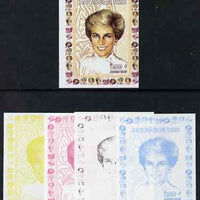 Chad 1997 Princess Diana 250f series #5 imperf deluxe sheet the set of 5 progressive proofs comprising the 4 individual colours plus all 4-colour composite, unmounted mint.