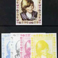 Chad 1997 Princess Diana 250f series #6 imperf deluxe sheet the set of 5 progressive proofs comprising the 4 individual colours plus all 4-colour composite, unmounted mint.