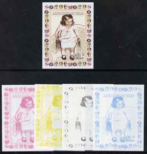 Chad 1997 Princess Diana 250f series #9 imperf deluxe sheet the set of 5 progressive proofs comprising the 4 individual colours plus all 4-colour composite, unmounted mint.