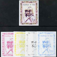 Chad 1997 Princess Diana 300f series #6 imperf deluxe sheet the set of 5 progressive proofs comprising the 4 individual colours plus all 4-colour composite, unmounted mint.