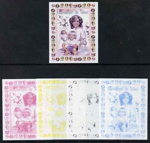 Chad 1997 Princess Diana 300f series #8 imperf deluxe sheet the set of 5 progressive proofs comprising the 4 individual colours plus all 4-colour composite, unmounted mint.