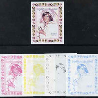 Chad 1997 Princess Diana 300f series #9 imperf deluxe sheet the set of 5 progressive proofs comprising the 4 individual colours plus all 4-colour composite, unmounted mint.