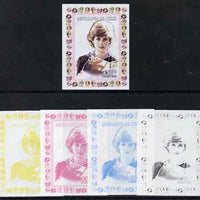 Chad 1997 Princess Diana 450f series #3 imperf deluxe sheet the set of 5 progressive proofs comprising the 4 individual colours plus all 4-colour composite, unmounted mint.