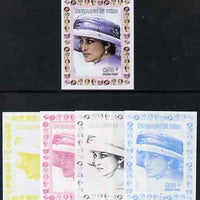 Chad 1997 Princess Diana 450f series #5 imperf deluxe sheet the set of 5 progressive proofs comprising the 4 individual colours plus all 4-colour composite, unmounted mint.