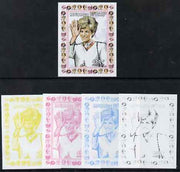 Chad 1997 Princess Diana 450f series #9 imperf deluxe sheet the set of 5 progressive proofs comprising the 4 individual colours plus all 4-colour composite, unmounted mint.