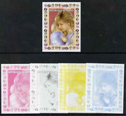 Guinea - Conakry 1997 Princess Diana 200f series #2 imperf deluxe sheet the set of 5 progressive proofs comprising the 4 individual colours plus all 4-colour composite, unmounted mint