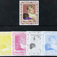 Guinea - Conakry 1997 Princess Diana 200f series #4 imperf deluxe sheet the set of 5 progressive proofs comprising the 4 individual colours plus all 4-colour composite, unmounted mint