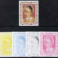 Guinea - Conakry 1997 Princess Diana 200f series #5 imperf deluxe sheet the set of 5 progressive proofs comprising the 4 individual colours plus all 4-colour composite, unmounted mint