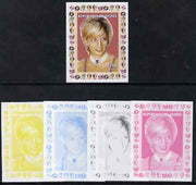 Guinea - Conakry 1997 Princess Diana 200f series #5 imperf deluxe sheet the set of 5 progressive proofs comprising the 4 individual colours plus all 4-colour composite, unmounted mint