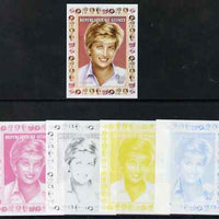 Guinea - Conakry 1997 Princess Diana 200f series #9 imperf deluxe sheet the set of 5 progressive proofs comprising the 4 individual colours plus all 4-colour composite, unmounted mint