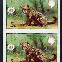 Belize 1983 WWF - Jaguar 5c (Jaguar Cub) imperf pair from uncut proof sheet, unmounted mint, as SG 756