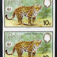 Belize 1983 WWF - Jaguar 10c (Adult Jaguar) imperf pair from uncut proof sheet, unmounted mint, as SG 757