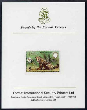 Belize 1983 WWF - Jaguar 5c (Jaguar Cub) imperf proof mounted on Format International Proof card, as SG 756