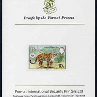 Belize 1983 WWF - Jaguar 10c (Adult Jaguar) imperf proof mounted on Format International Proof card, as SG 757