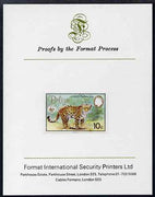 Belize 1983 WWF - Jaguar 10c (Adult Jaguar) imperf proof mounted on Format International Proof card, as SG 757