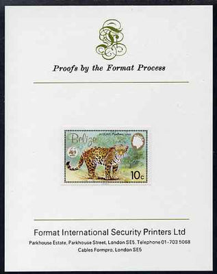 Belize 1983 WWF - Jaguar 10c (Adult Jaguar) imperf proof mounted on Format International Proof card, as SG 757