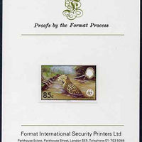 Belize 1983 WWF - Jaguar 85c (Jaguar in river) imperf proof mounted on Format International Proof card, as SG 758