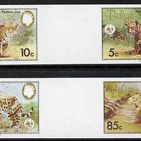 Belize 1983 WWF - Jaguar the set of 4 in imperf inter-paneau se-tenant horizontal gutter pairs from uncut proof sheet, unmounted mint and rare, as SG 756-9