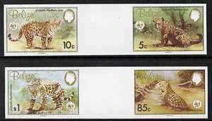 Belize 1983 WWF - Jaguar the set of 4 in imperf inter-paneau se-tenant horizontal gutter pairs from uncut proof sheet, unmounted mint and rare, as SG 756-9