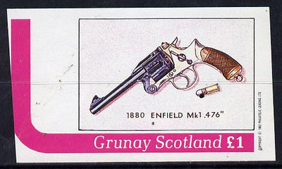 Grunay 1982 Pistols (Enfield) imperf souvenir sheet (£1 value) unmounted mint