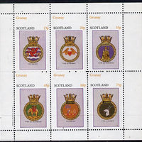 Grunay 1982 Ships Crests #1 (Destroyer, Frigate etc) perf set of 6 values (15p to 75p) unmounted mint