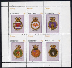 Grunay 1982 Ships Crests #1 (Destroyer, Frigate etc) perf set of 6 values (15p to 75p) unmounted mint