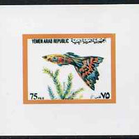 Yemen - Republic 1982 (?) Fish 75f value #3 imperf proof on glossy card unmounted mint