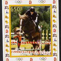 Benin 2007 Equestrian #01 individual imperf deluxe sheet with Olympic Rings & Disney Character unmounted mint