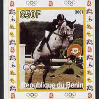 Benin 2007 Equestrian #06 individual imperf deluxe sheet with Olympic Rings & Disney Character unmounted mint