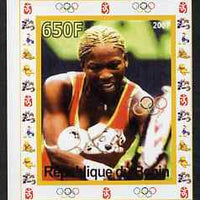 Benin 2007 Tennis #01 - Serena Williams individual imperf deluxe sheet with Olympic Rings & Disney Character unmounted mint