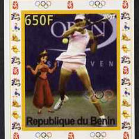 Benin 2007 Tennis #04 individual imperf deluxe sheet with Olympic Rings & Disney Character unmounted mint