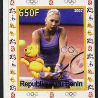 Benin 2007 Tennis #05 individual imperf deluxe sheet with Olympic Rings & Disney Character unmounted mint