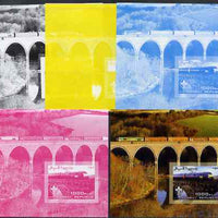 Somalia 2006 Modern Trains #2 souvenir sheet with Scout Logo, the set of 5 imperf progressive proofs comprising the 4 individual colours plus all 4-colour composite, unmounted mint