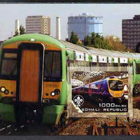 Somalia 2006 Modern Trains #4 imperf souvenir sheet with Scout Logo unmounted mint