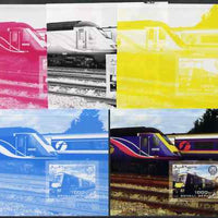 Somalia 2006 Modern Trains #3 souvenir sheet with Scout Logo, the set of 5 imperf progressive proofs comprising the 4 individual colours plus all 4-colour composite, unmounted mint