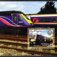 Somalia 2006 Modern Trains #3 imperf souvenir sheet with Scout Logo unmounted mint. Note this item is privately produced and is offered purely on its thematic appeal