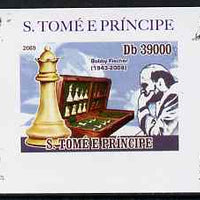 St Thomas & Prince Islands 2009 Chess Grand Masters #1 - Bobby Fischer individual imperf deluxe sheet unmounted mint. Note this item is privately produced and is offered purely on its thematic appeal