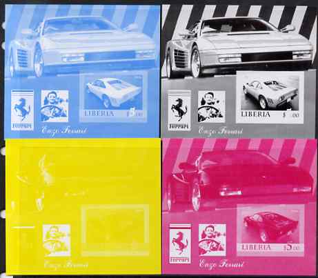 Liberia 2006 Enzo Ferrari #3 m/sheet, the set of 4 imperf progressive proofs (the 4 individual colours) unmounted mint