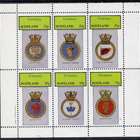 Grunay 1982 Ships Crests #2 (Survey Ship, Assault Ship, Carrier etc) perf set of 6 values (15p to 75p) unmounted mint