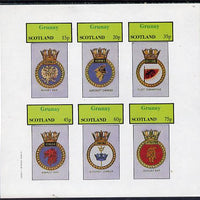 Grunay 1982 Ships Crests #2 (Survey Ship, Assault Ship, Carrier etc) imperf set of 6 values (15p to 75p) unmounted mint