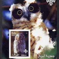 Somalia 2002 Owls #2 imperf s/sheet with Scouts Logo, unmounted mint. Note this item is privately produced and is offered purely on its thematic appeal