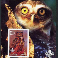 Somalia 2002 Owls #3 imperf s/sheet with Scouts Logo, unmounted mint