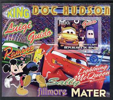 Benin 2007 Disney's Lightning McQueen #5 imperf m/sheet showing Luigi & Guido unmounted mint. Note this item is privately produced and is offered purely on its thematic appeal