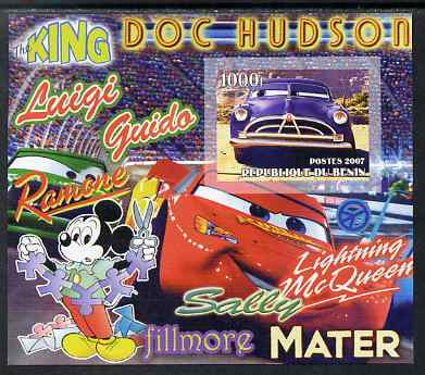 Benin 2007 Disney's Lightning McQueen #8 imperf m/sheet showing Doc Hudson (head-on) unmounted mint