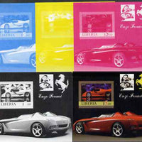 Liberia 2006 Enzo Ferrari #2 m/sheet, the set of 5 imperf progressive proofs comprising the 4 individual colours plus all 4-colour composite, unmounted mint